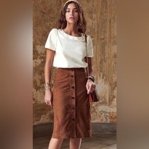 Suede Brown knee length/midi Skirt sezane